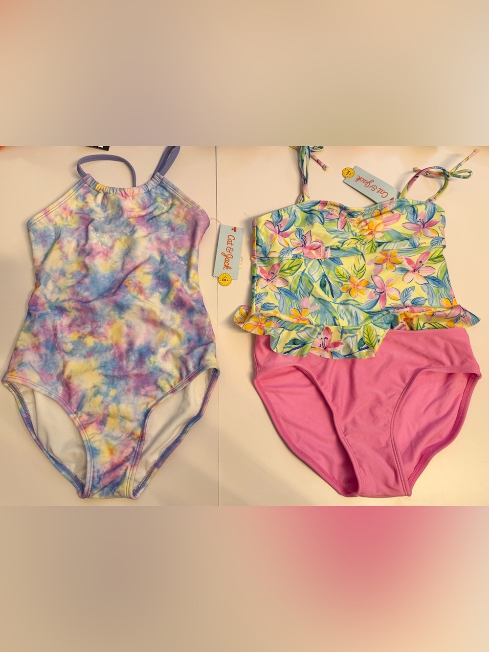 Cat & Jack target 1 and 2 piece Kids Swimwear bathing suits size large (10/12)